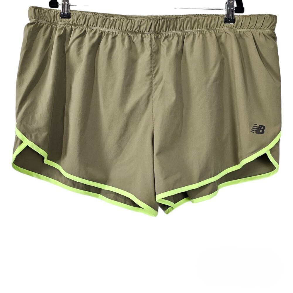 💥260 New Balance Active Sport Olive Green High Waist Running Shorts NEW
